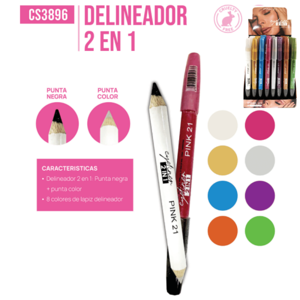 DELINEADOR EN LAPIZ 2EN1 PINK 21 CS3896 59433