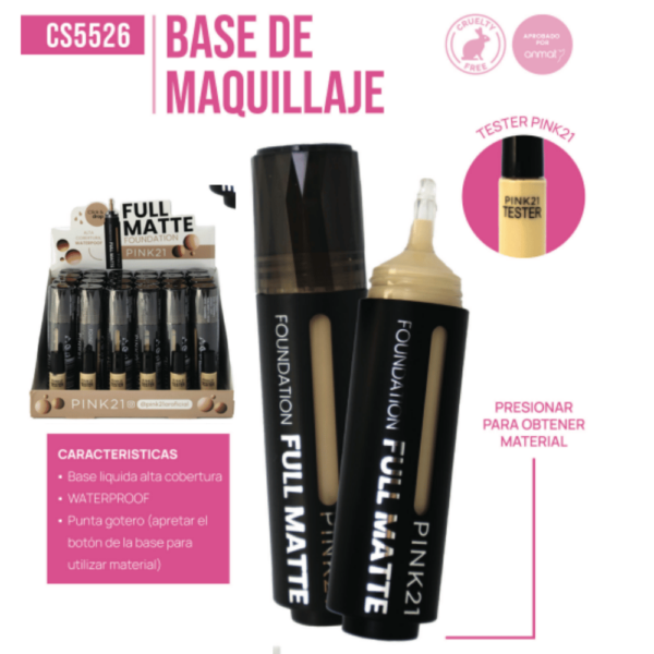 BASE LIQUIDA DE ALTA COBERTURA WATERPROOF PINK 21 CS5526/69937