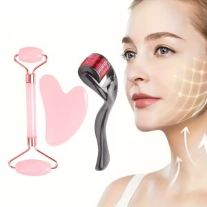 Derma Roller Micro Aguja + Rodillo Jade + Guasha 20556